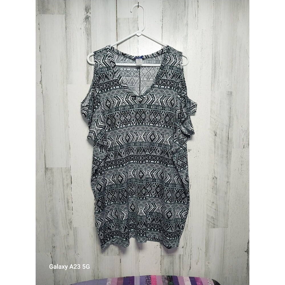 Swimsuits For All Cover-up Women's 18/20 Cold Shoulder Geometric
